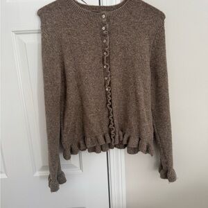 Zara Ruffle Trim Cardigan Sweater